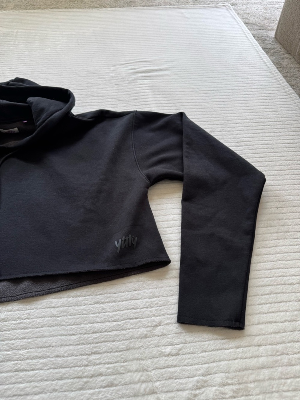 YITTY Black Cropped Hoodie with Drawcord - Picture 7 of 11